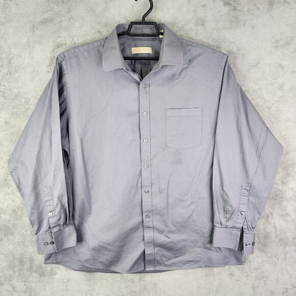 Mens Gray Michael Kors Dress Shirt Long Sleeve Button-Down Size 18 34/35 - Picture 2 of 11